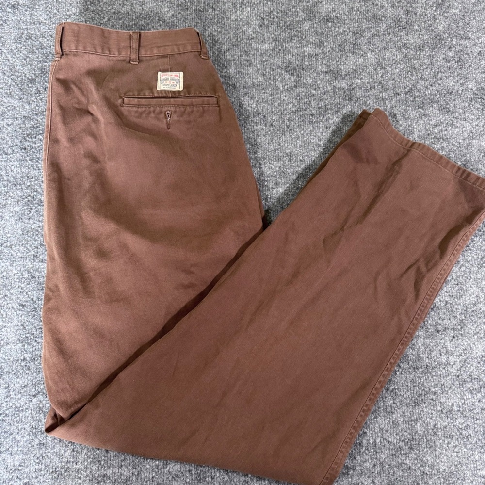 Polo Ralph Lauren Andrew Pants Men 35x32 Pleated Wide Leg Relax Mocha Brown Vtg